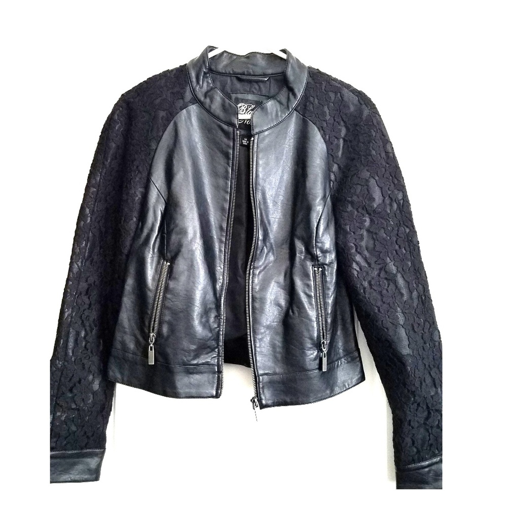 Blanc Noir Leather Lace Moto Jacket